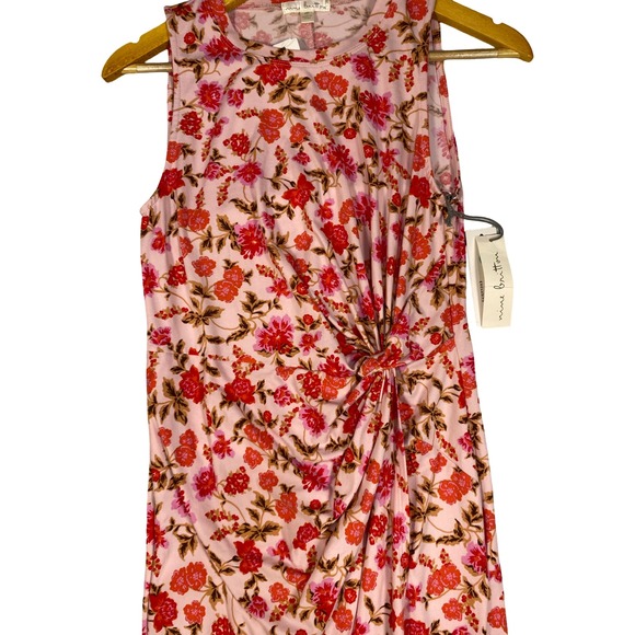 Nine Britton Pink Floral Sleeveless Twist Front Midi Dress MP NWT Stretch Wrap - Picture 6 of 9